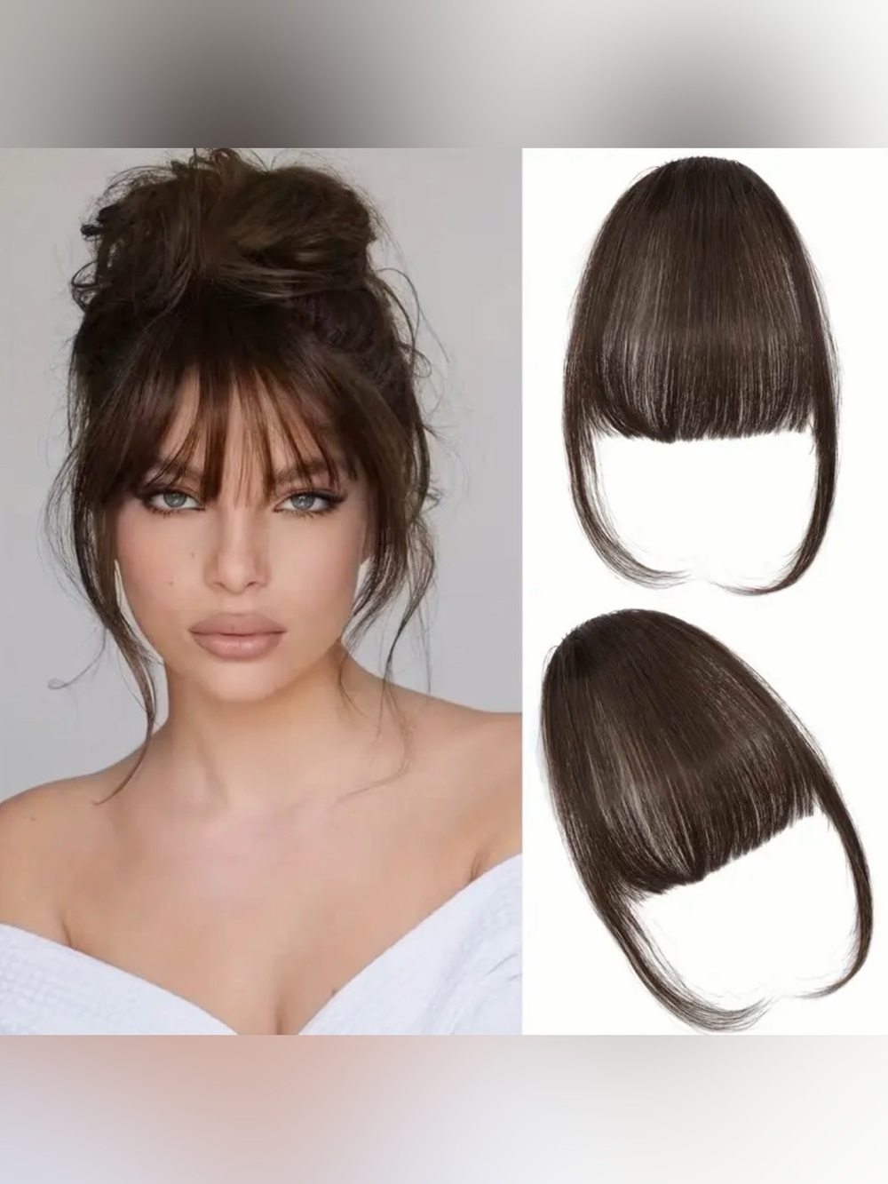 New Clip-In Bangs - 100% Human Hair, Dark Brown, Lightweight & Realistic